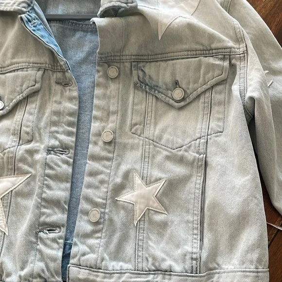 Blank NCY Casual Encounter White Star light wash Denim Jean Jacket trucker sz L - Picture 13 of 14